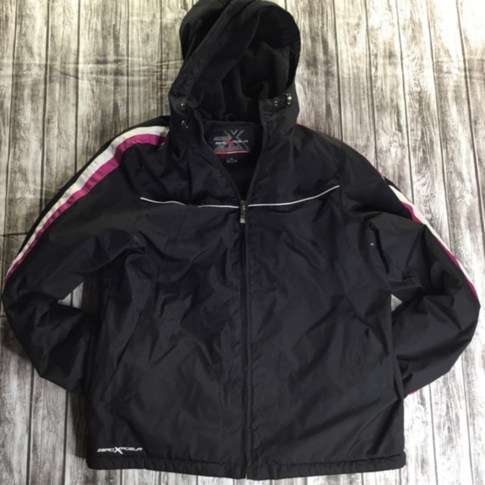 ZeroXposur Hooded Fleece Ski Jacket Ski Coat Size Medium Black